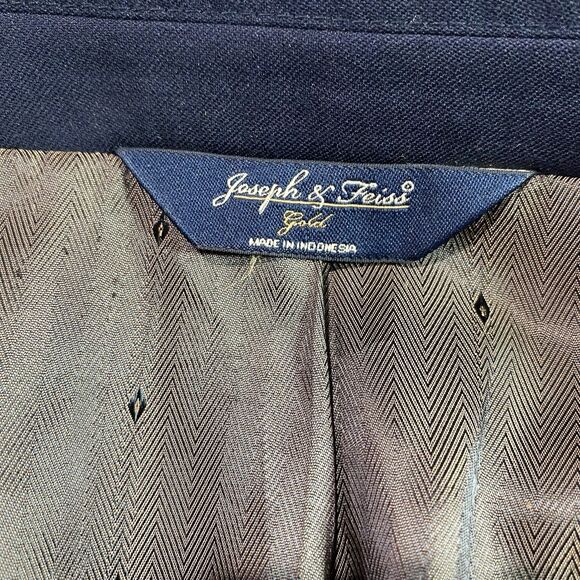 JOSEPH & FEISS Gold Blue 100% Wool Blazer Sport Coat Jacket Single Vent Mens 50R - Picture 4 of 12